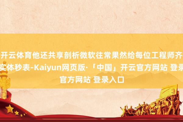 开云体育他还共享剖析微软往常果然给每位工程师齐配了实体秒表-Kaiyun网页版·「中国」开云官方网站 登录入口