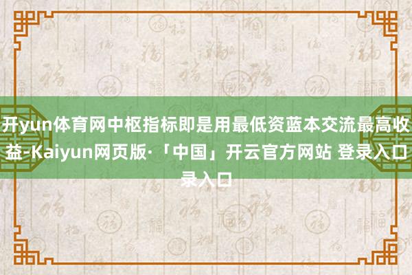 开yun体育网中枢指标即是用最低资蓝本交流最高收益-Kaiyun网页版·「中国」开云官方网站 登录入口